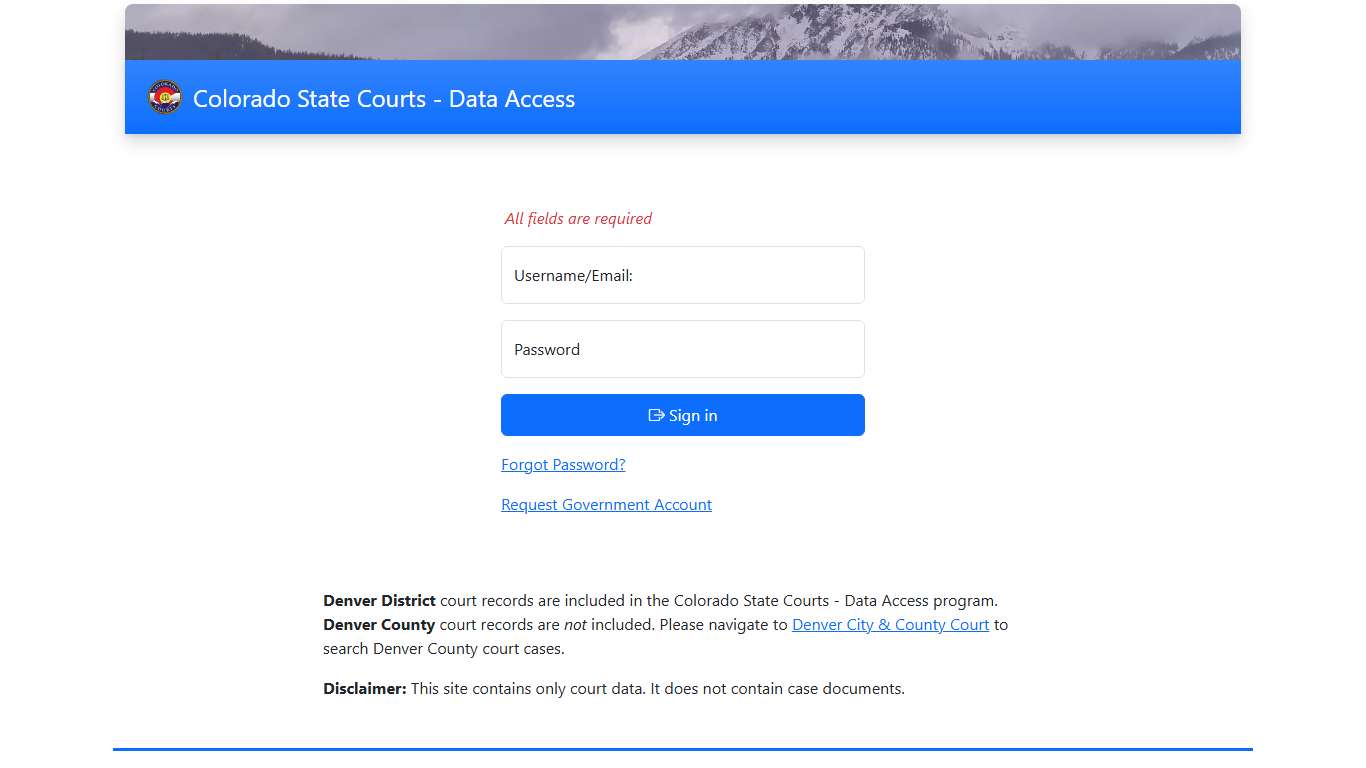 Colorado State Courts - Data Access - Home