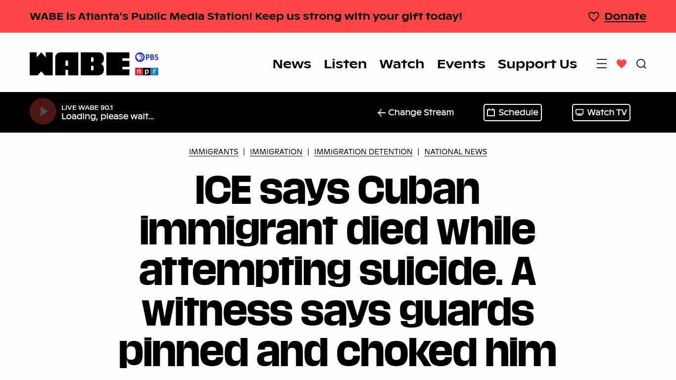 ICE says Cuban immigrant died while attempting suicide. A witness says guards pinned and choked him – WABE